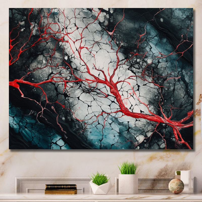 Encre liquide Chaz Blue Red Captivating II, H 12 po x l 20 po x P 1 po, Toile tendue