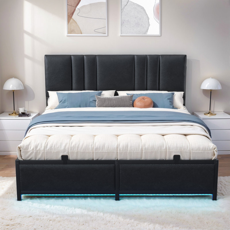 Lit plateforme tapissier Hamerton, Double TG, Black