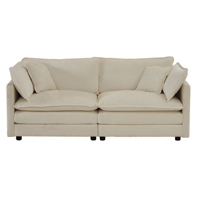 4 Chenille Sectional With 2 Seater And Ottomans, Elegant Comfort Ottomans In Breathable Beige Fabric