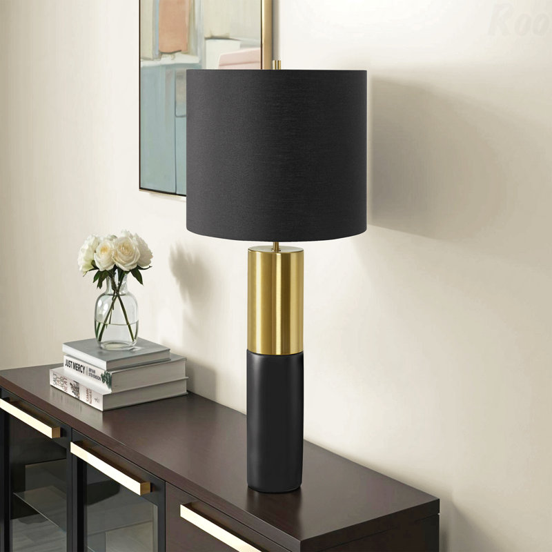 Table Lamp - 25"H, Black Concrete Material