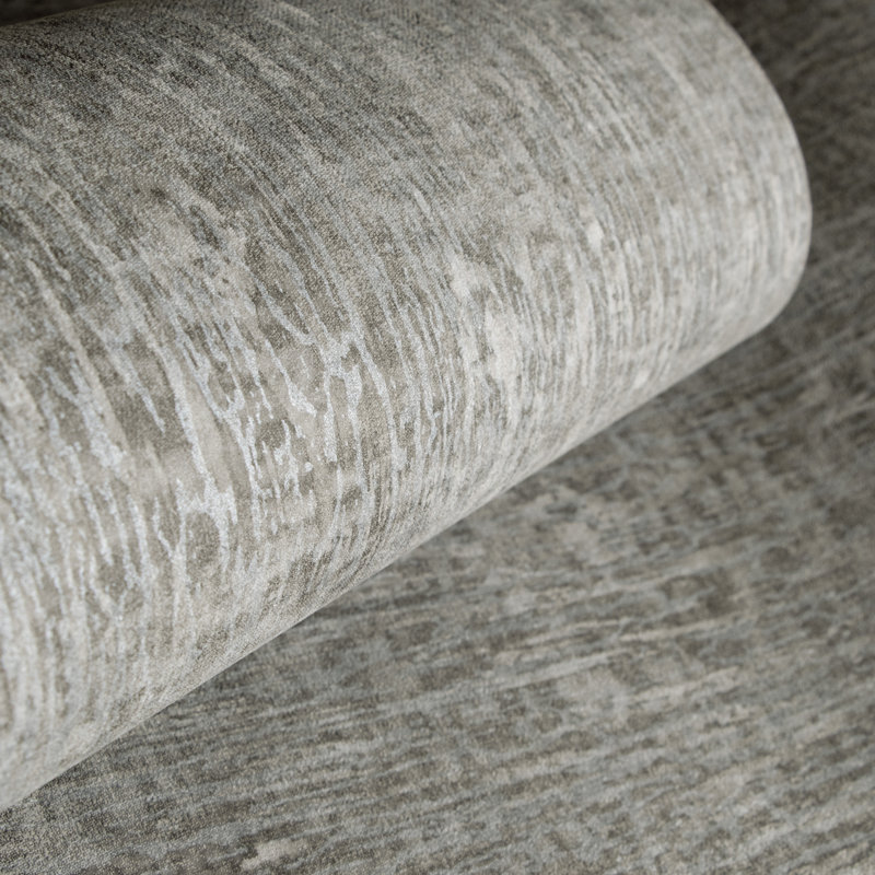 Crafted Silky Metallic Base Texture Design 33' L x 21" W Wallpaper Roll, Slate Gray