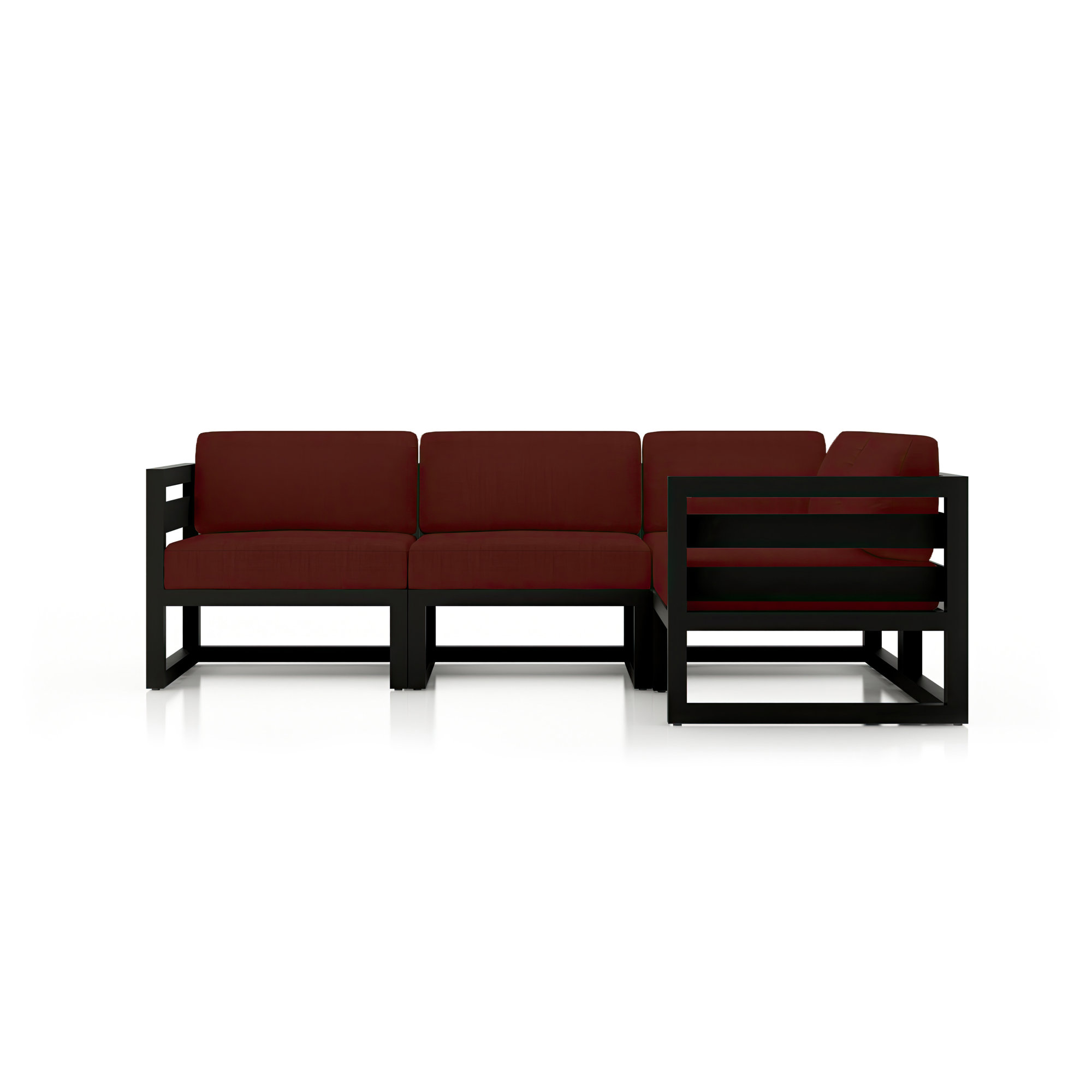 Smith 94" Outdoor Sectional with Sunbrella Cushions, Canvas Henna, Black