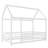 Twin Size Floor Wooden Bed With House Roof Frame, Extra-High Safety Guardrails-1047034814-1047034813
