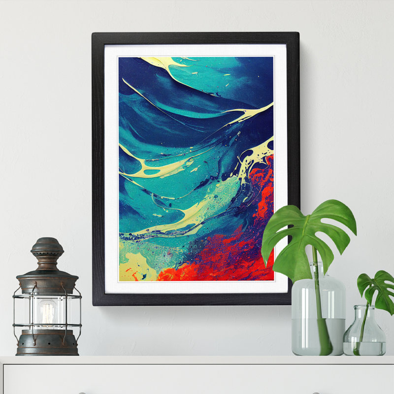 Arguster Ocean Paint Splatter Vol.2 - Picture Frame Print, Black, 64cm H x 46cm W