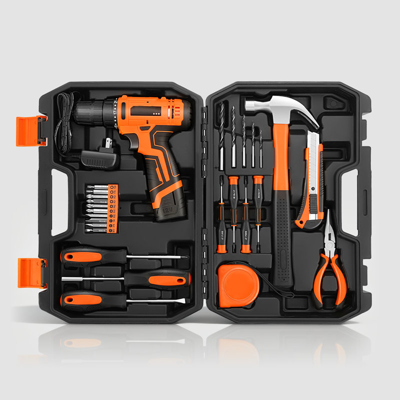 27-Piece Drill Driver Set Lithium-Ion Home Tool Kit With 20Nm Torque & ABS Case??, Orange