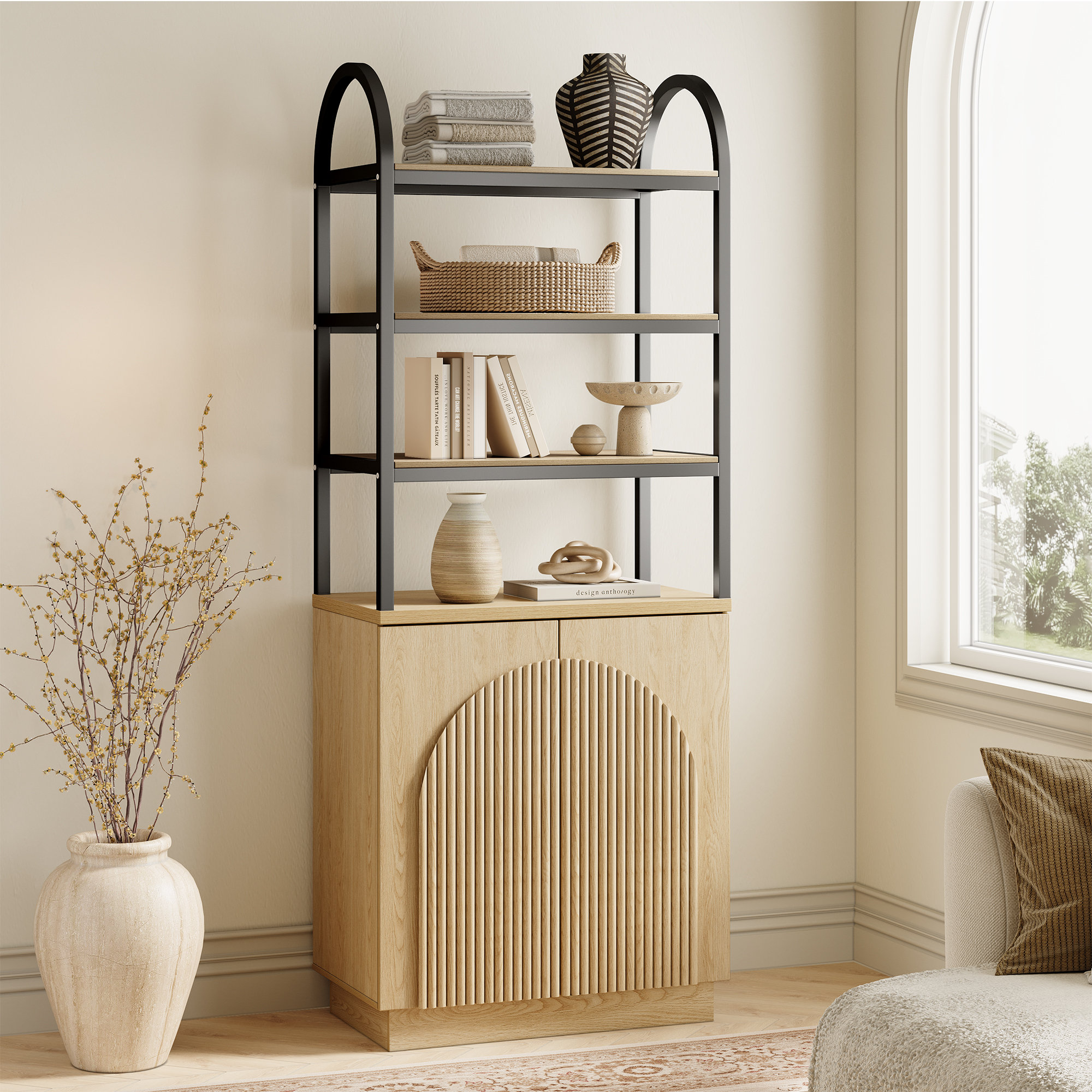 Latitude Run® Designer 70.7'' Hight Curved Three-dimensional Texture ...