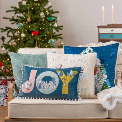 Christmas Together Snow Angels Square Throw Cushion