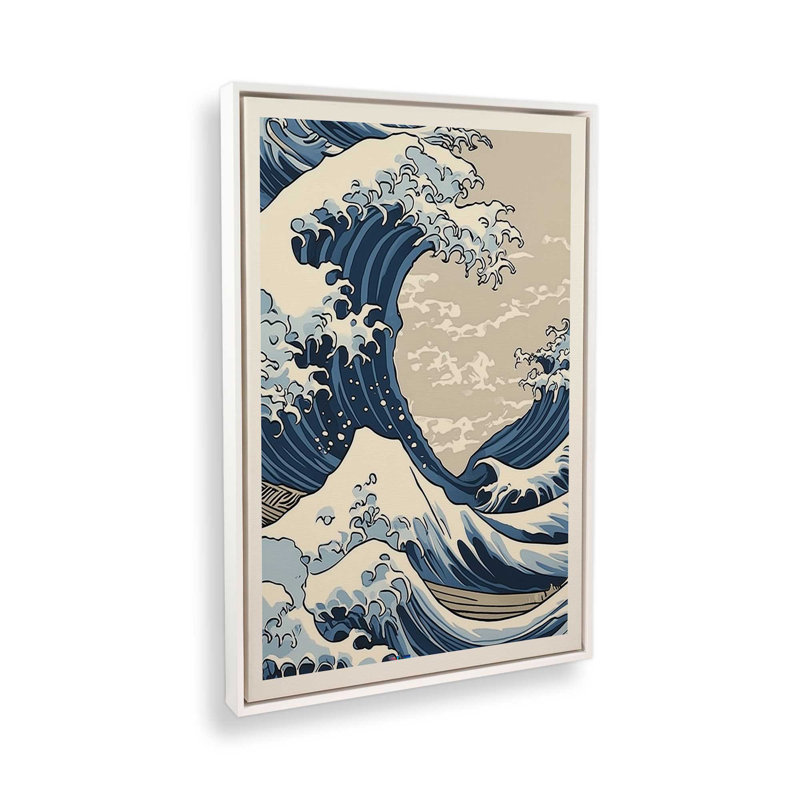 Cerulean Break Wrapped Canvas, Opaque White Framed, 18" H x 12" W