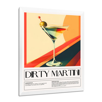 Midcentury Dirty Martini With Olive At 5 A 7 - Cocktails Wall Art Living Room