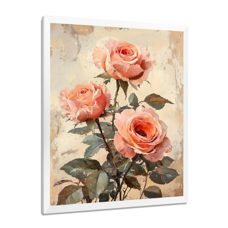 Morales - Décoration murale florale, H 44 po x l 34 po, Reproduction encadrée d'une seule photo, Blanc