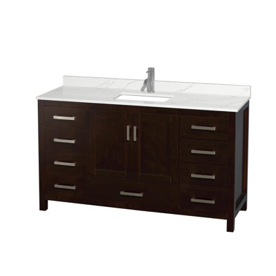 Sheffield 60" Freestanding Single Bathroom Vanity with Quartz Top