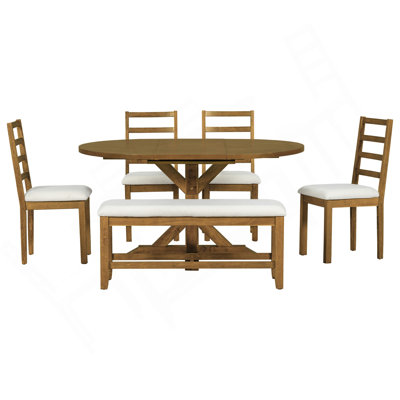 Ensemble de table de salle à manger à rallonge 60 pouces Farmhouse