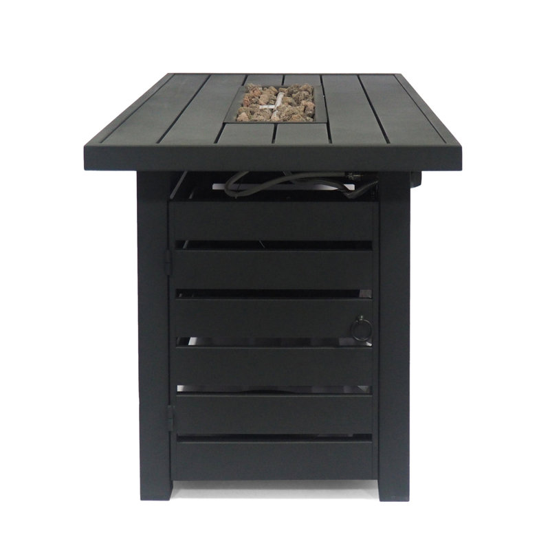 Iron 30,000btu Rectangular Fire Pit With Protected Tank Zone - 45.00”w X 42.00”d 23.46”h, Black, Effortless Assembly Work Enclosed Cover Instructions Provided