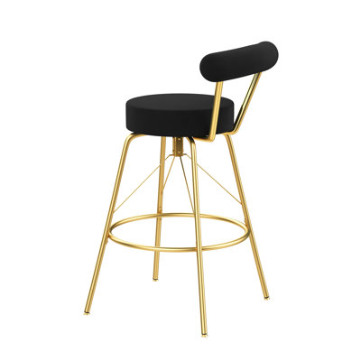 Groton Swivel Upholstered Velvet Counter Stool with Steel Frame