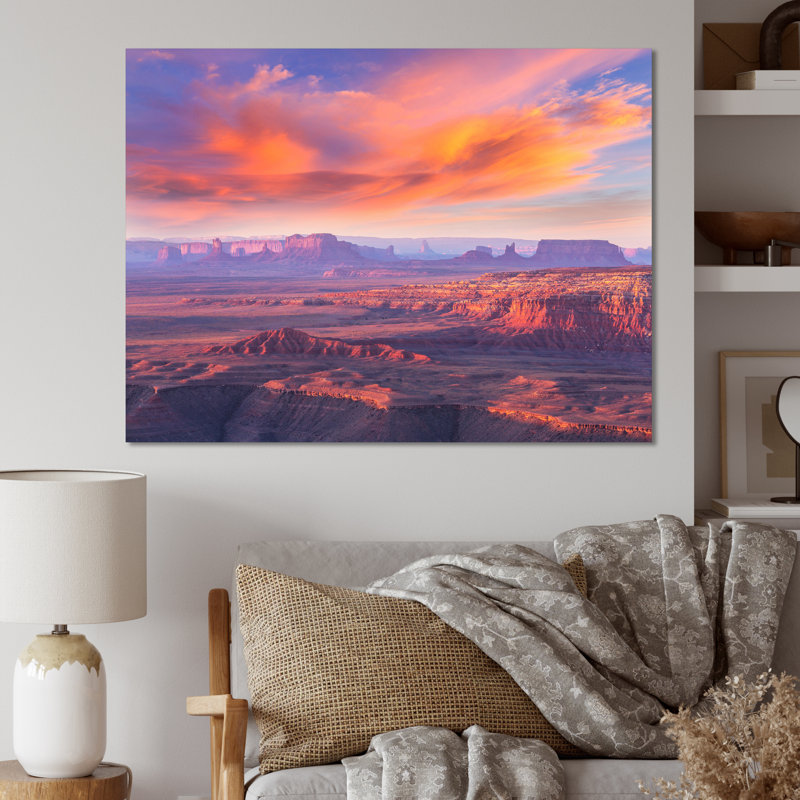 Monument Valley Sunset - paysages, reproduction sur toile, H 12 po x l 20 po x P 1 po, Toile tendue