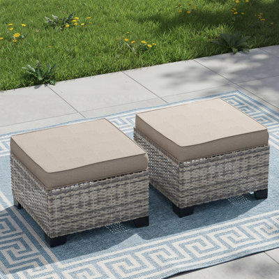 All-Weather Wicker Outdoor Ottoman