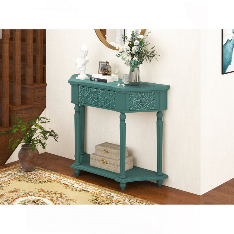 Console avec tiroirs pour le salon, le couloir et l'entrée, Vert foncé