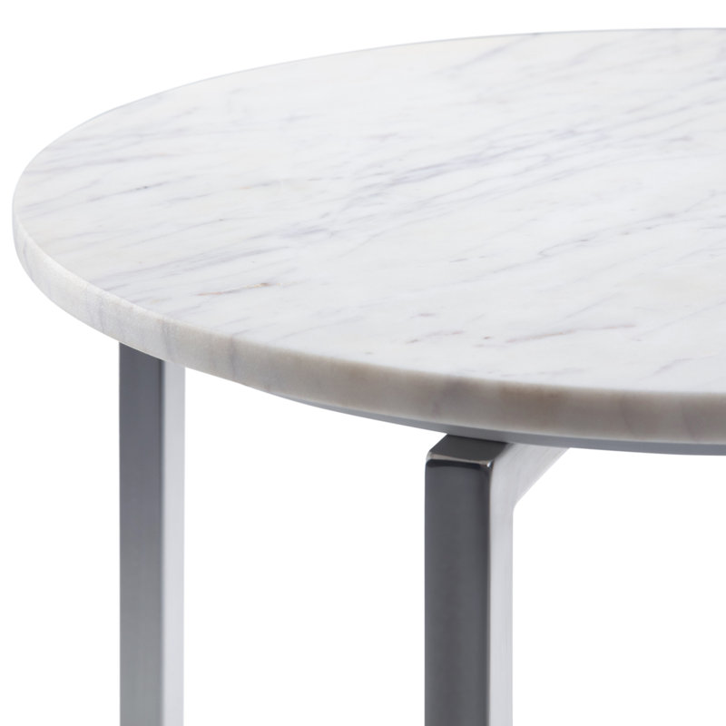 Marsden 18'' White Marble and Chrome Metal Side Table