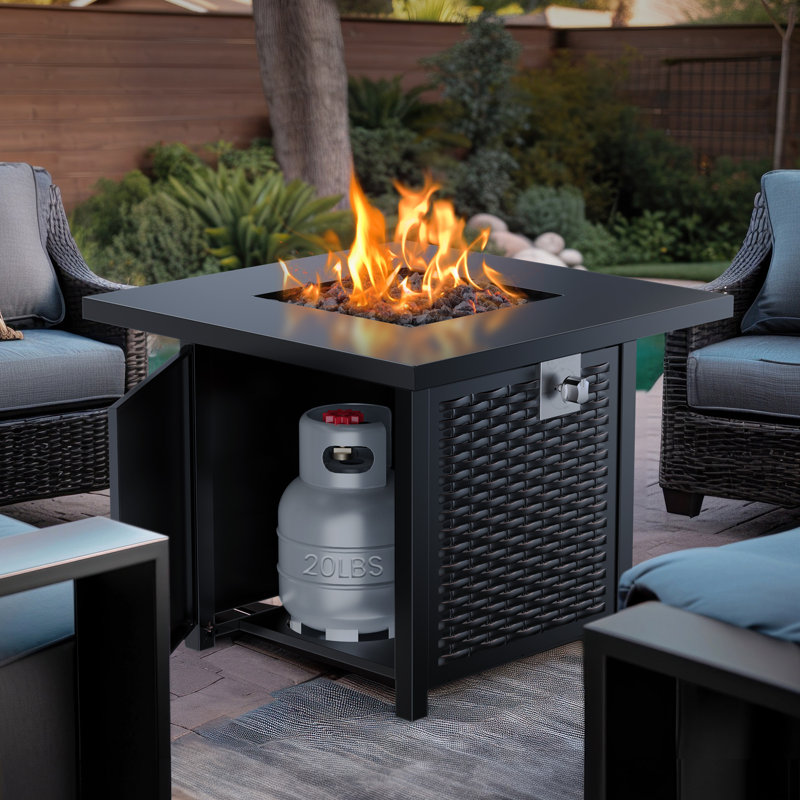 Fire Pits Table Outdoor fireplace Propane Gas Fire Pit, 50,000 BTU Steel Fire Table, 24.8" H x 28" W x 28" D