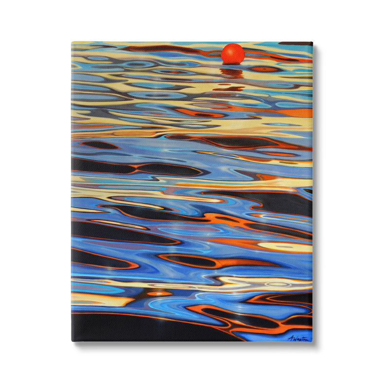 «Ball Floating Reflective Water Ripples Vivid Light» par Alan Weston - reproduction d'art sur toile tendue