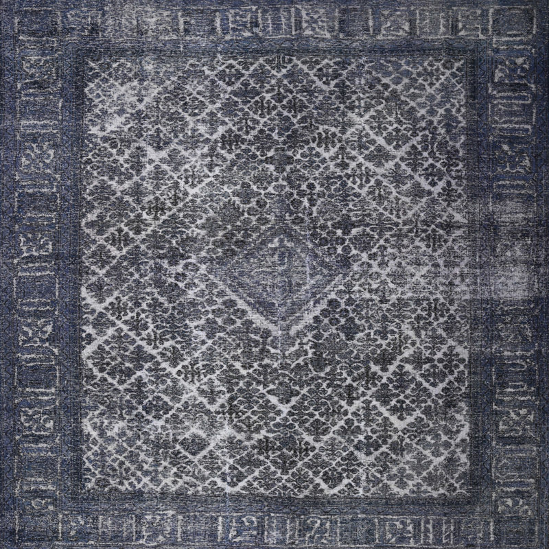 Tapis oriental bleu, Carré 8 pi