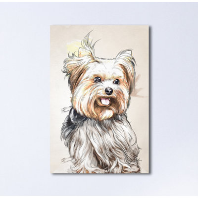 'Yorkie' Watercolor Painting Print on Canvas