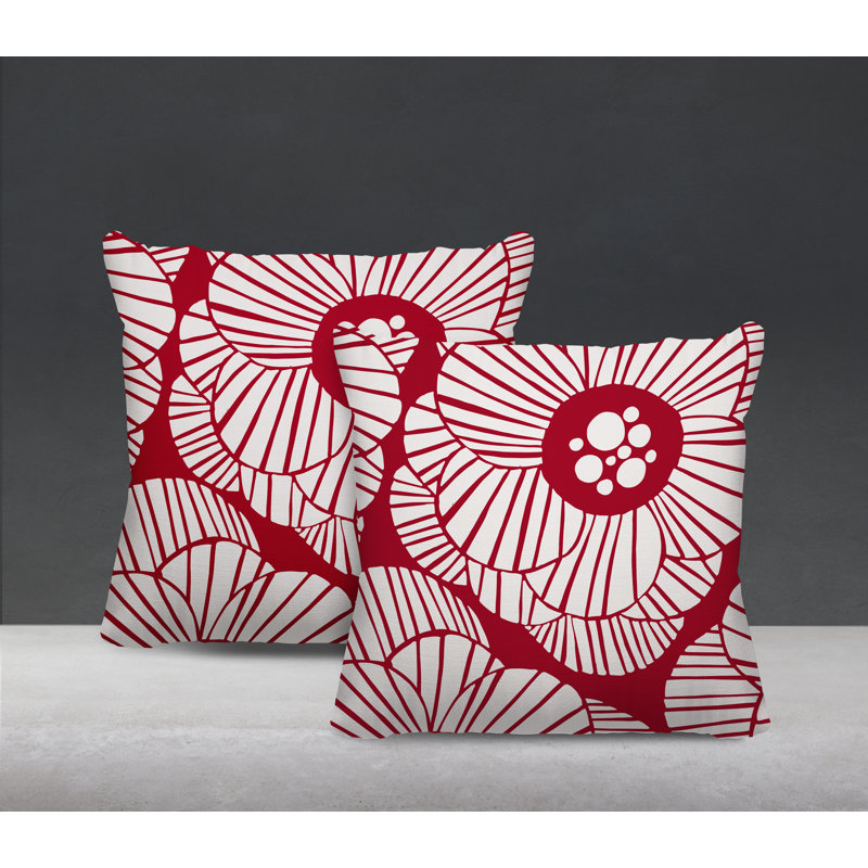 Housse et insert de coussin décoratif intérieur / extérieur en mélange de polyester, L 19 po x H 19 po, Rouge