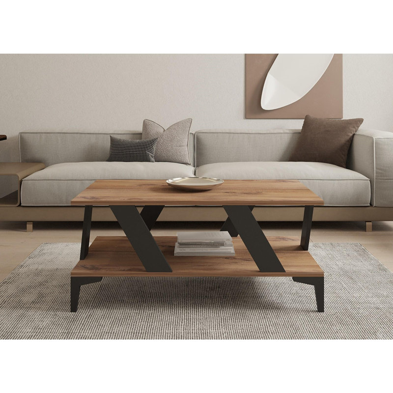 Modern Coffee Table, Anthracite & Atlantic Pine, 39.4 x 15.7 x 23.6 inches | 100% Melamine Coated Particle Board, Thickness: 0.7 inches | Stylish Industrial Design for Living Room, Durable & Elegant Furniture