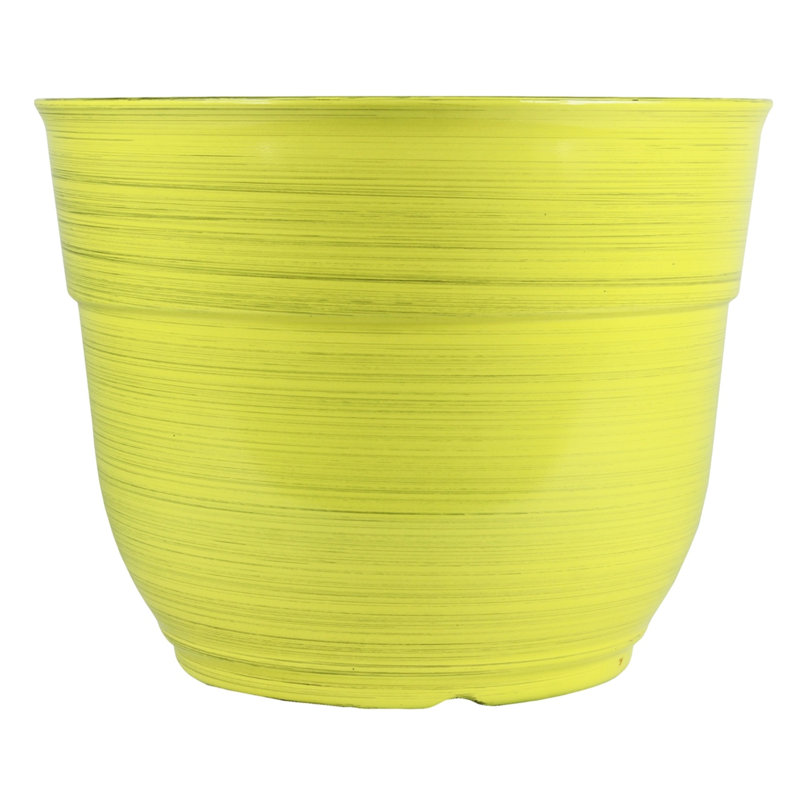 Maisonette Round Pot Planter with Drainage Holes, Bright Yellow