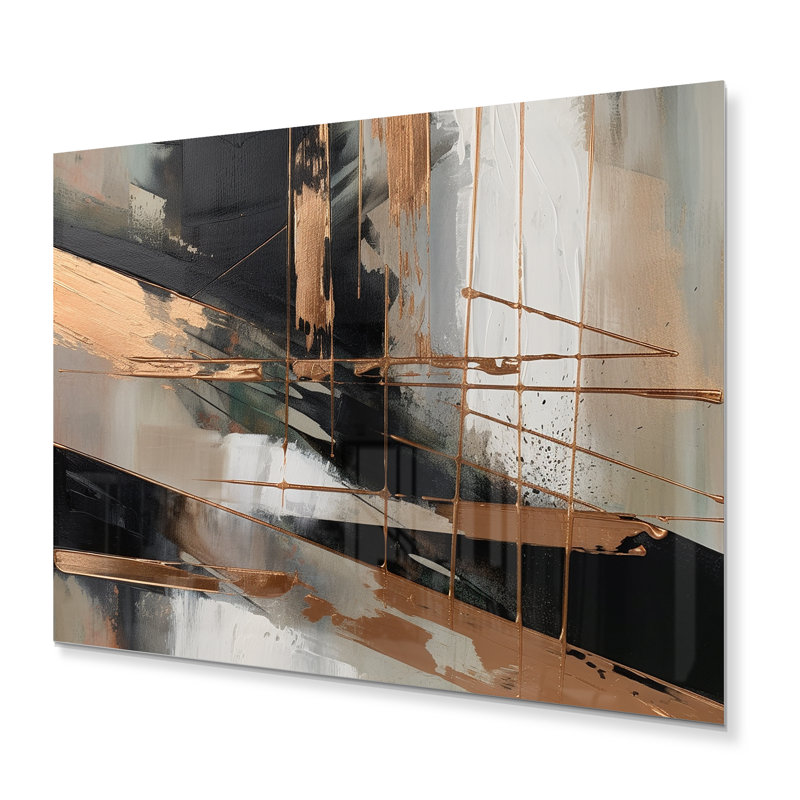Brun et noir au-delà des limites III - décoration murale abstraite en métal, H 12 po x l 20 po