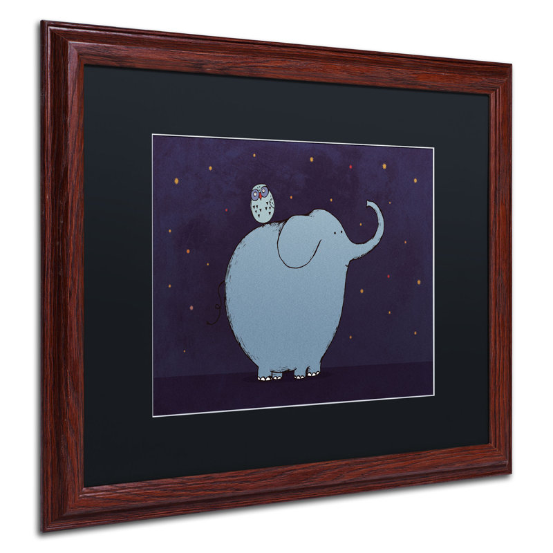 «Owl and Elephant» par Carla Martell, art encadré, Noir, H 16 po x l 20 po