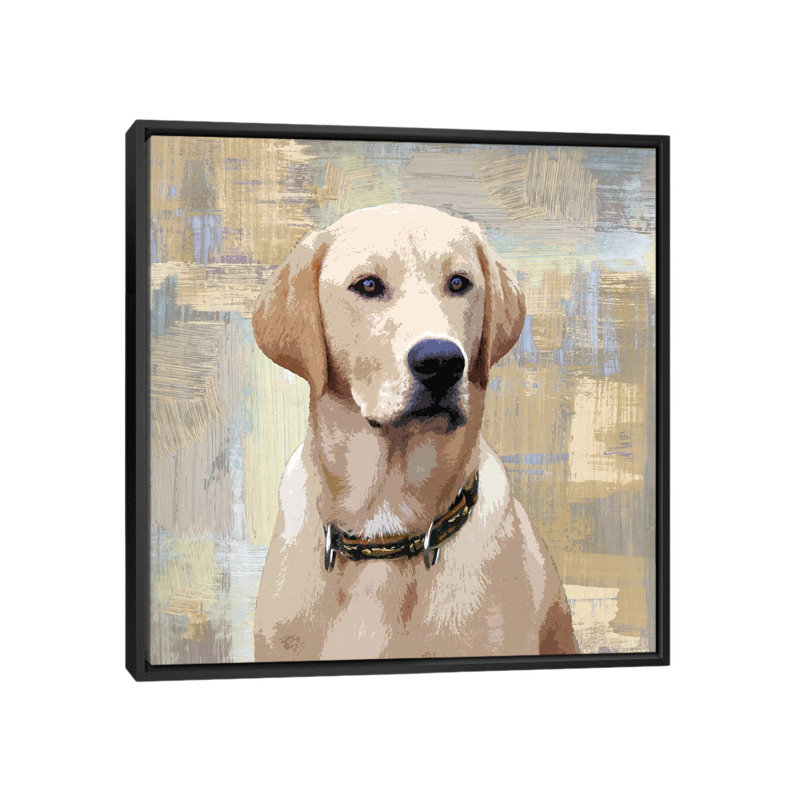 «Labrador Retriever», impression sur toile, H 18 po x l 18 po x P 1,5 po, Toile avec cadre noir, Pas de tapis