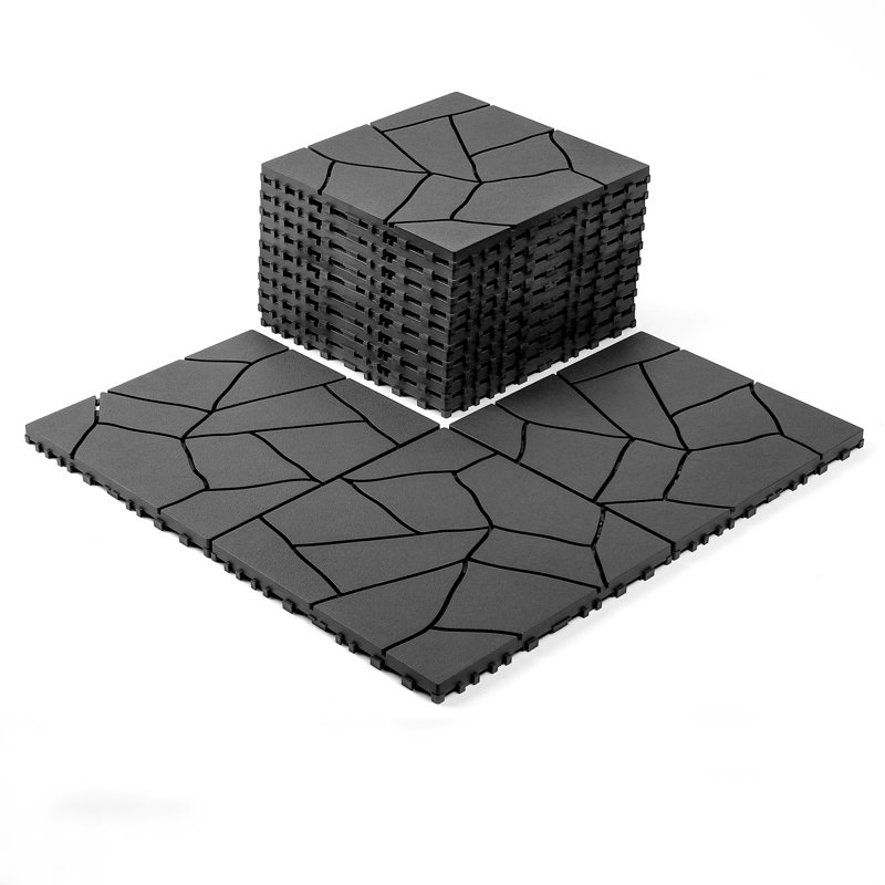 12 po x 12 po x 0,80 po polypropylène 44 pièces imperméable gris foncé