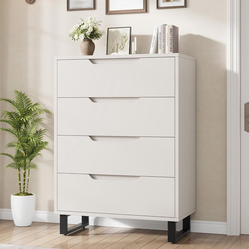 Armoire verticale autoportante de 41,5 po de hauteur à 4 tiroirs de 41,5 po - Unité de rangement en bois pour le salon, le couloir ou le vestibule