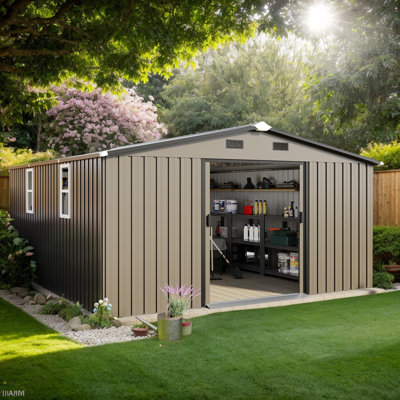 Steel Outdoor Storage Shed with 2 Daylight Windows