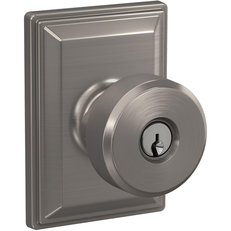 Swanson Keyed Door Knob with Grandville Rosette, Satin Nickel