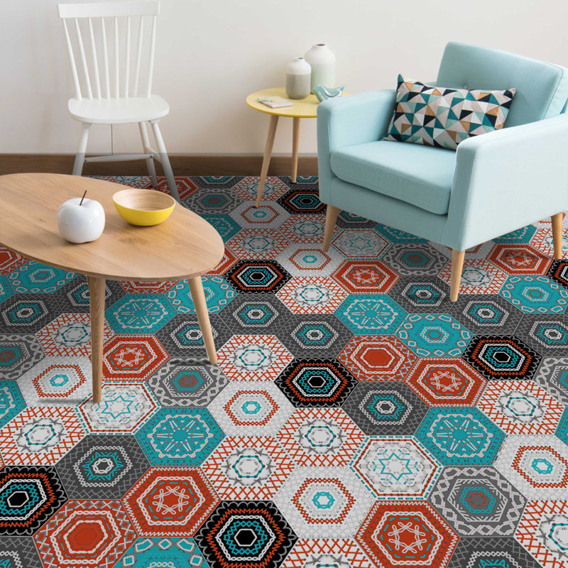 Décalcomanie de plancher hexagonales et carreaux