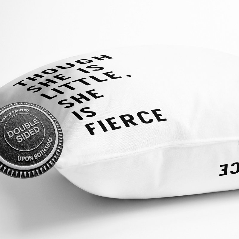 She Is Fierce Typography Square Throw Cushion, 40cm H x 40cm W x 15cm D
