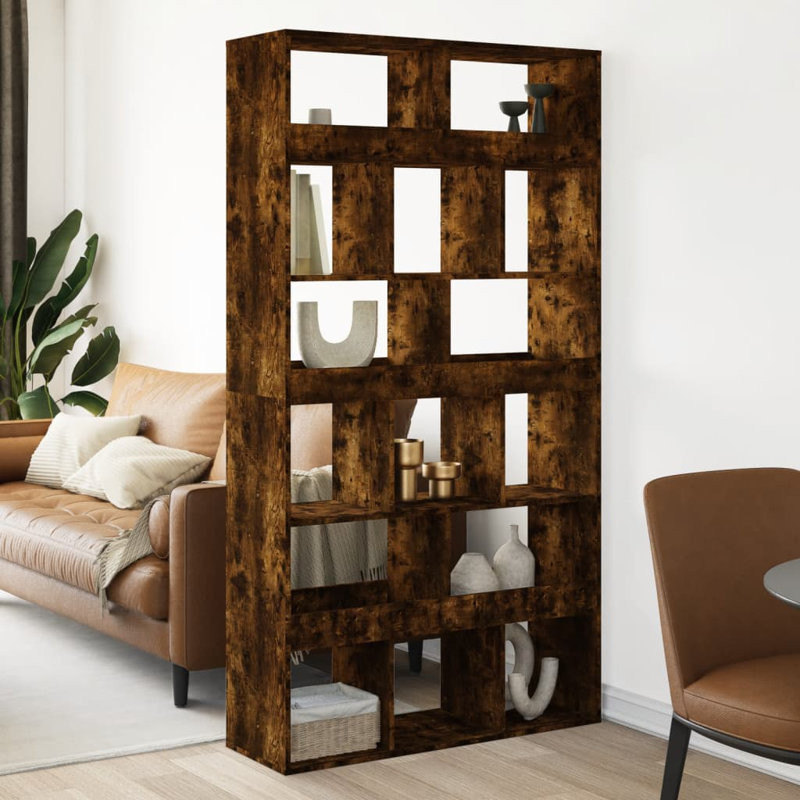 Angelinne 100cm W Bookcase, 187.5cm H x 100cm W x 33cm D, Smoked oak