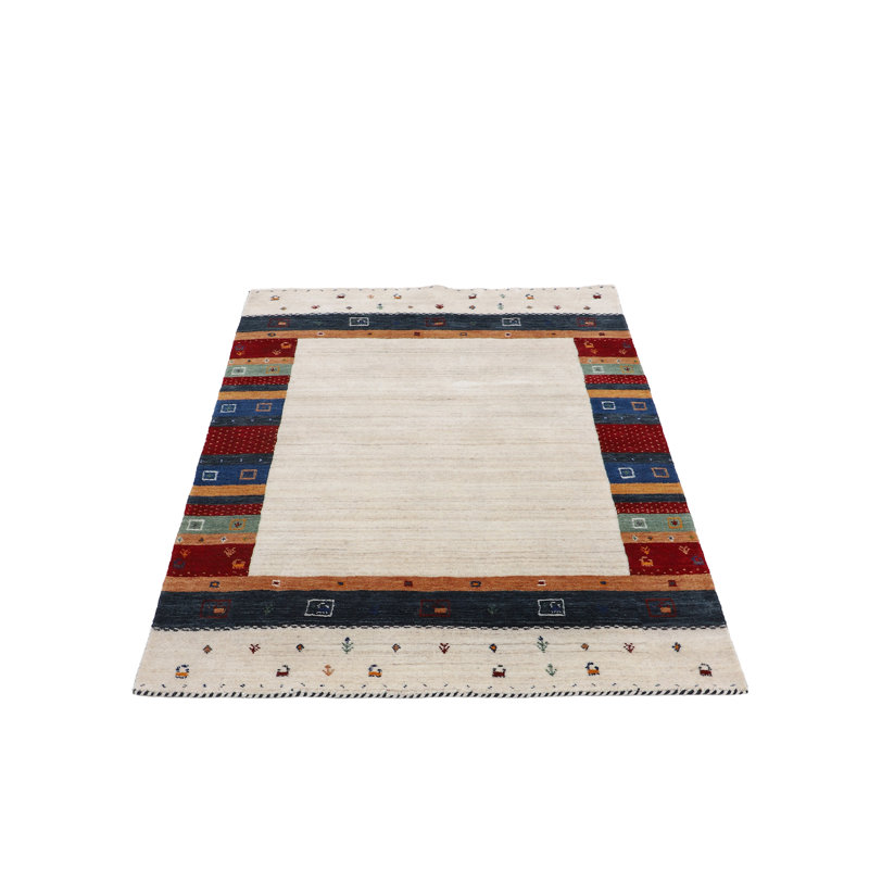 Gabbeh Nura Handwoven Wool Beige Rug, Rectangle 240 x 340cm
