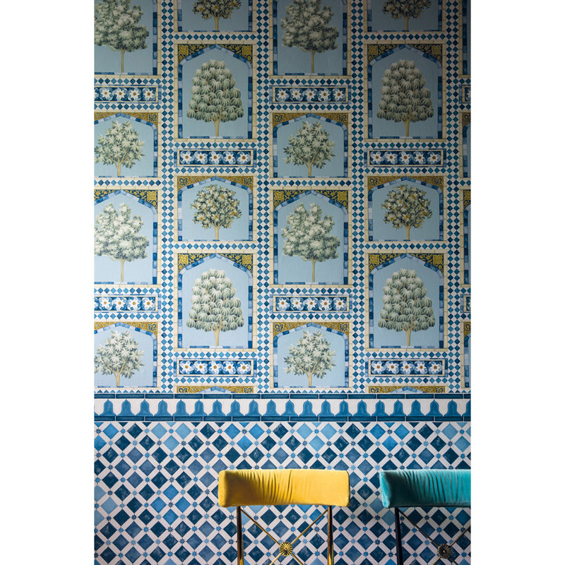 Floral Wallpaper Roll, Gold/Spice