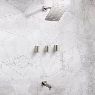 Ensemble de robinet de douche à 3 poignées de salle de bain avec bec de baignoire, ensemble de garniture de baignoire et de douche avec valve brute