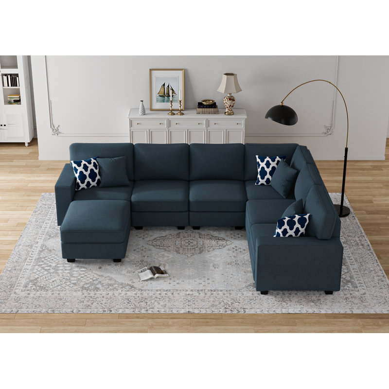 Canapé modulaire réversible à combinaison flexible, Mélange de polyester gris anthracite et gris anth