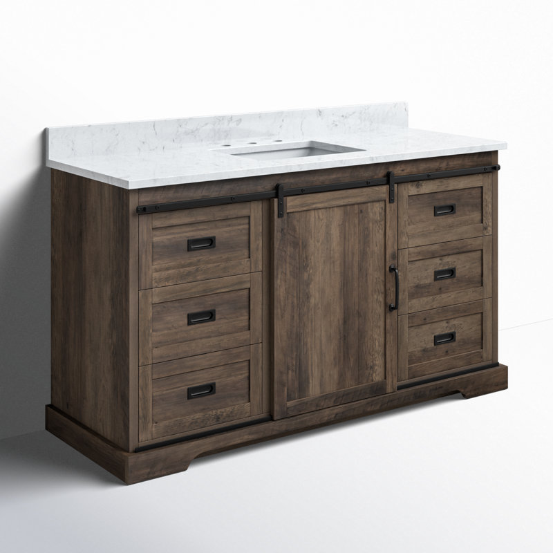 Ensemble de meuble-lavabo simple 60 po Cayden, Canella brun