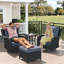  9 Piece Wicker Outdoor Furniture Set with 6-inch Comfy Cushions, High Back Patio Furniture Set with Swivel Rocking Chairs and Side Table-1199643356-1199643357