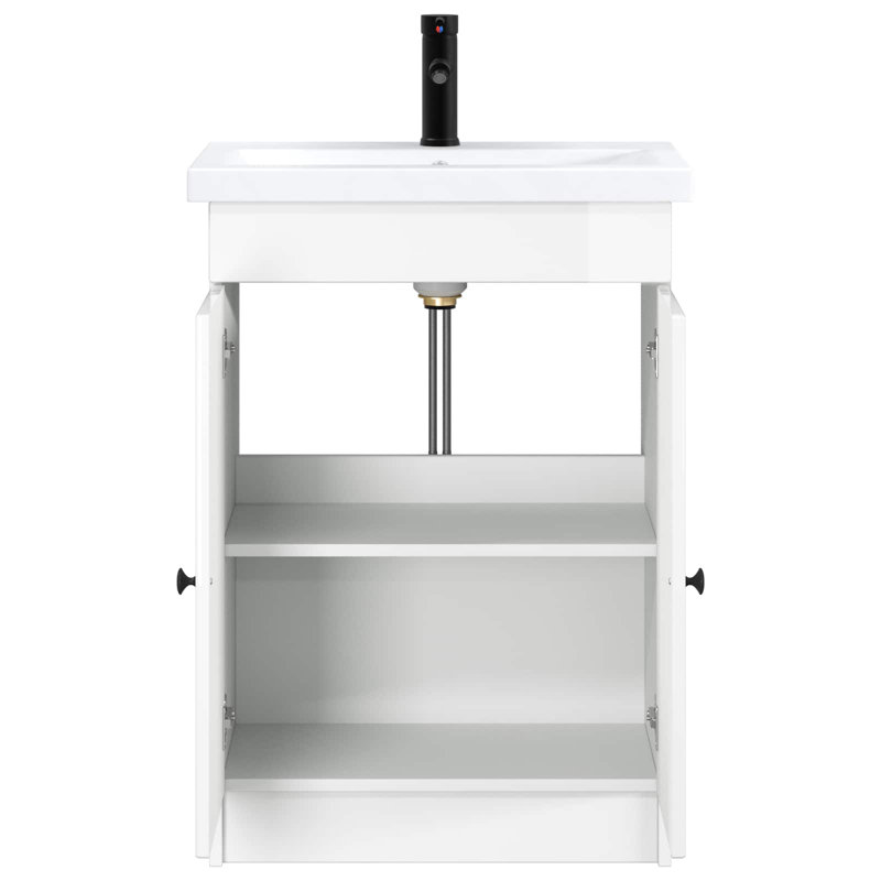 Vanity & Mirror Set, Gloss White