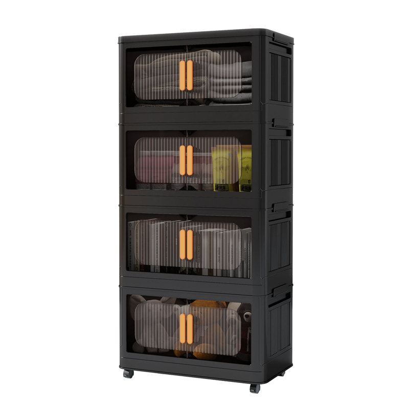 Armoire de rangement latérale large et pliante, Noir, H 50 po x L 19,69 po x P 11,81 po