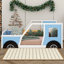 Lit plateforme simple en forme de voiture avec roues-1057295391