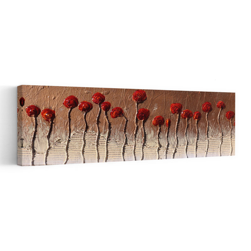 Art texturé abstrait coquelicots texturés coquelicots rouges contemporains, H 36 po x l 12 po