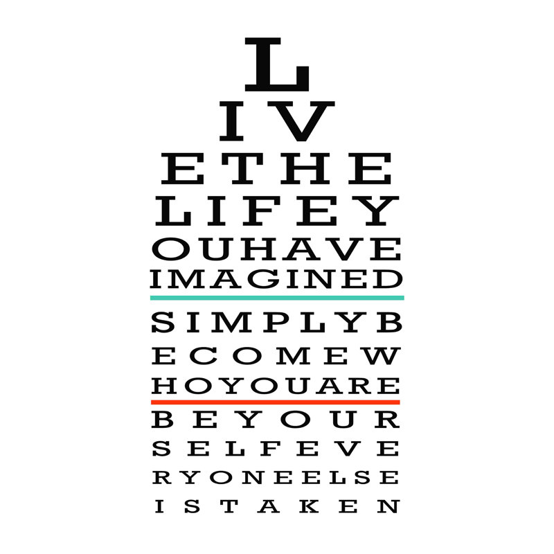 «Inspirational Eye Charte», art textuel sur toile tendue, H 18 po x l 12 po